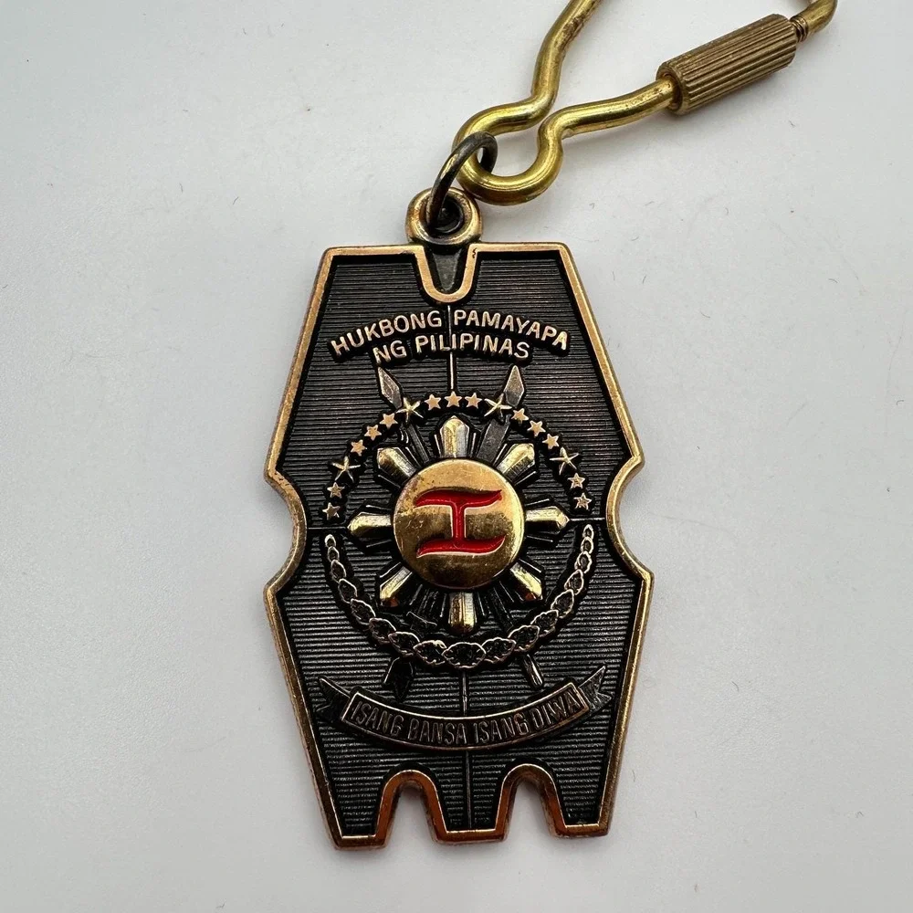 Vintage 80s Philippines Military Police‎ Keychain Maj Gen Ramon Montano Shield